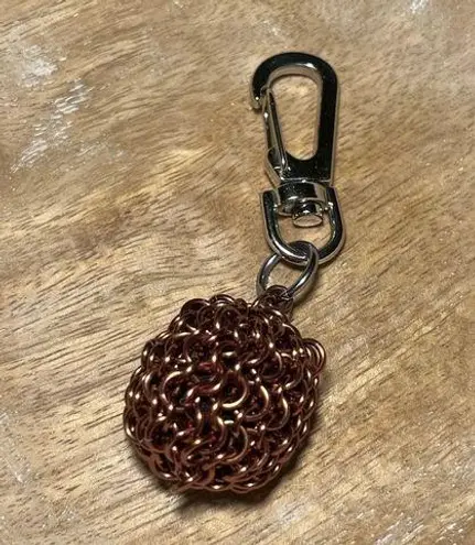 Small Bronze Chainmaille Ball Keychain