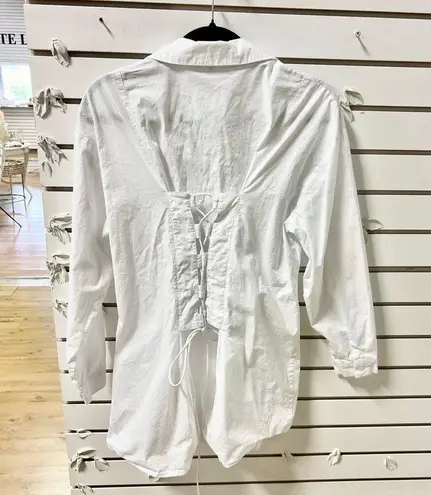 Showpo NWT . Rachana Lace Up Back Longline Shirt Dress White Women's Size US 2