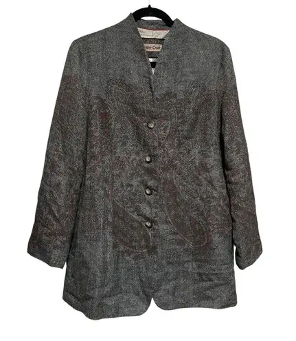 Coldwater Creek Blazer Riding Jacket Size 14 Gray Paisley Equestrian Classic