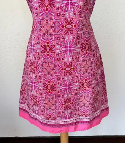 Vintage 90s Pink Mandala Print Sleeveless Dress Size 8