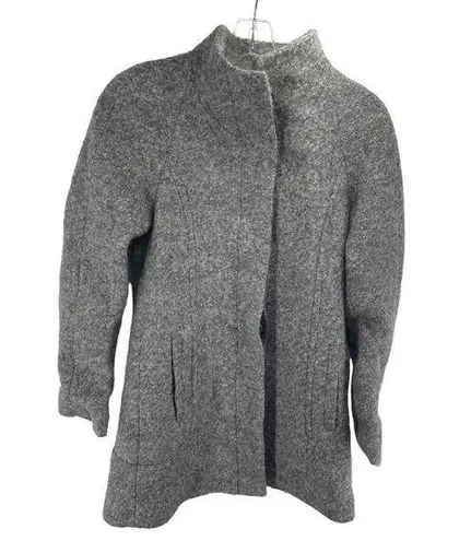 Anne Klein  Women's Sweater Wool Jacket Mock Neck Button Closure Gray Size Small