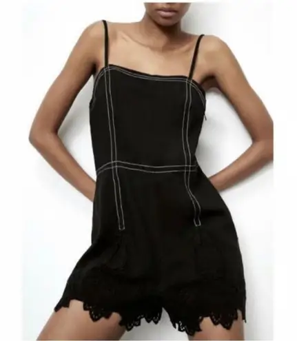 ZARA NWT  contrast stitch romper - Image 2