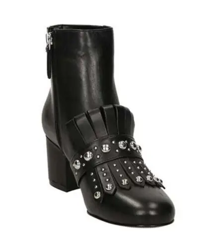 Nine West {} Leather Stud Detail Fringe Boots