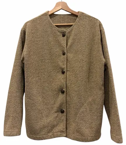 Equestrian Wolf Head Detail’s 90’s School Teacher Tan Knit Cardigan Size Medium