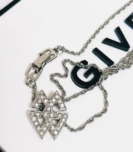 Givenchy Authentic ULTRA RARE Silver Crystal GG Logo Choker / Necklace