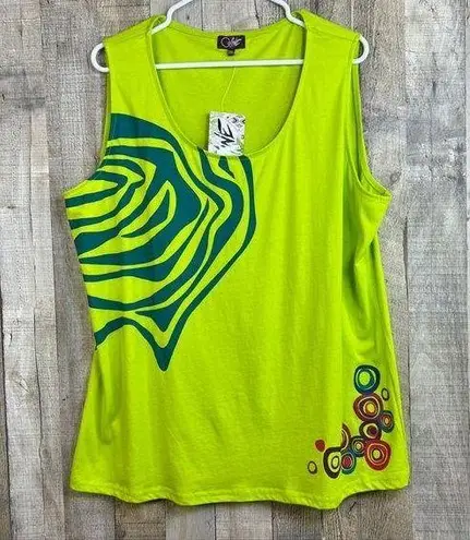 Coline Size 3XL Lime Green with Multicolored Designs Tank Top New With T…