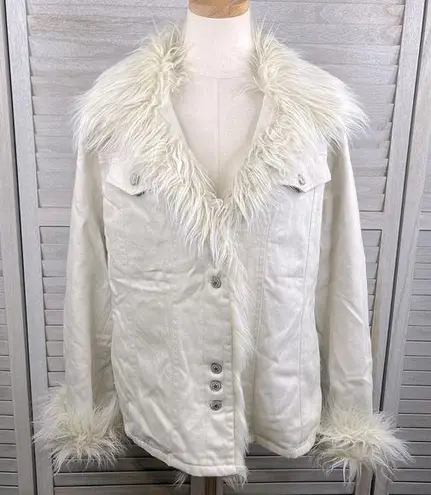 DONATELLA SPORT 80's Vintage Fur Lined Jean Jacket White