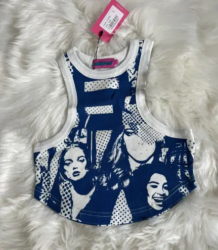 Edikted Faces Print Rib Crop Top