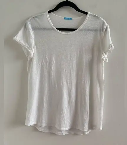 J. McLaughlin White Linen Short Sleeve T-Shirt Size Small