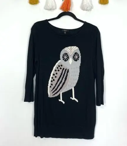 cupio  Black Owl Tunic Sweater Size Large