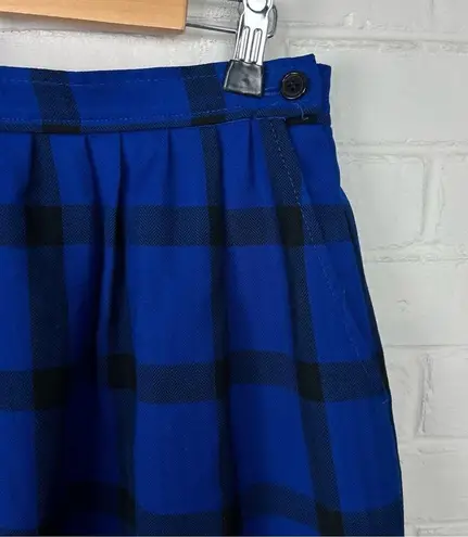 Pendleton Vintage Blue Plaid 100% Virgin Wool Skirt Size 12