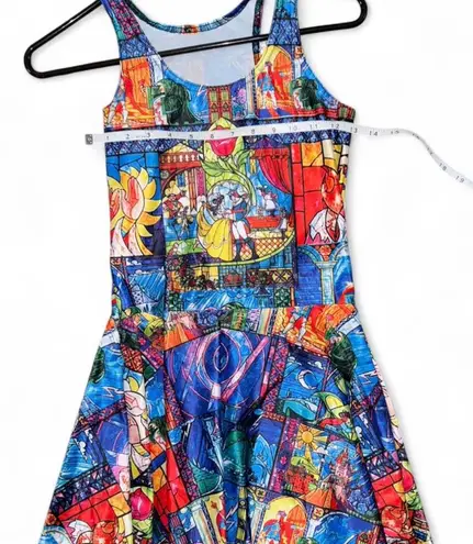 Stained Glass Fairytale Skater Print Dress Blue