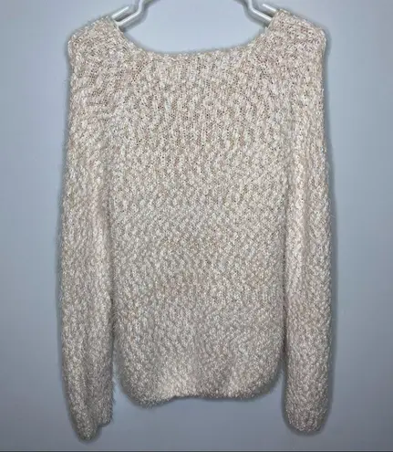 Buffalo David Bitton Peach White Knit Fuzzy Mohair Sweater Medium