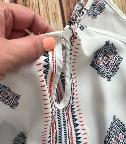 Mini Mine Womens Spaguetti Strap Geometric Pattern Boho White Romper Size Small