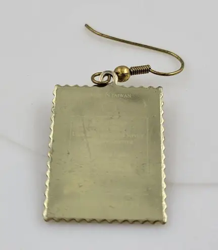 Swan Love 32 Cent Stamp Dangle Earrings Heart Gold Tone Postage Mail USA