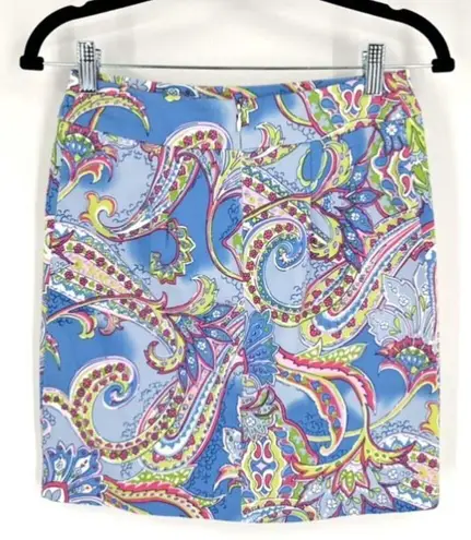 Melly M Womens Floral Paisley Lined Stretch Pencil Skirt Blue Green Size Medium