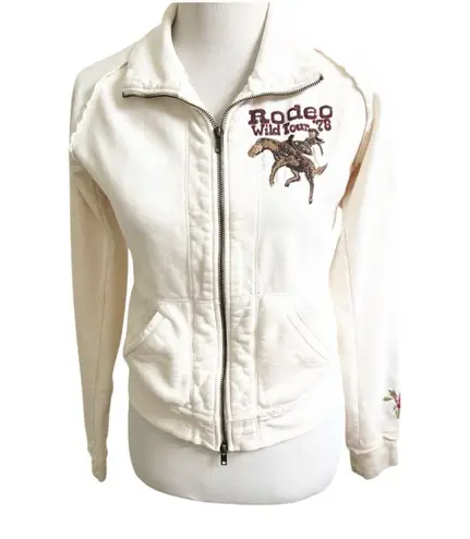 Johnny Was Los Angeles Rodeo Wild Tour 78” Zip Up Sweatshirt Size Small Western