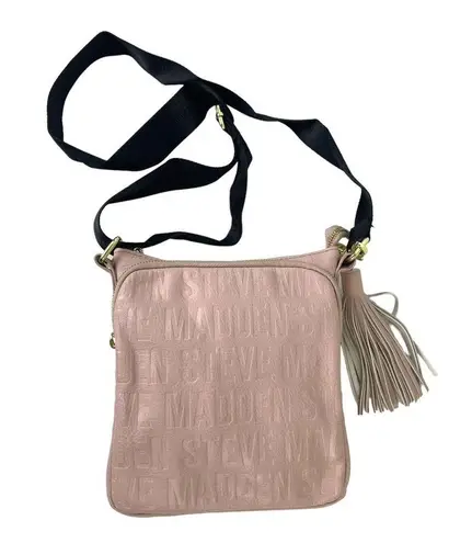 Steve Madden  Bglamm Logo Embossed Blush Pink Crossbody Shoulder Bag tassel