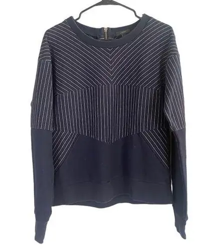 J.Crew  Navy Blue Striped Cozy Cotton Blend Pullover Sweatshirt Women Sz L