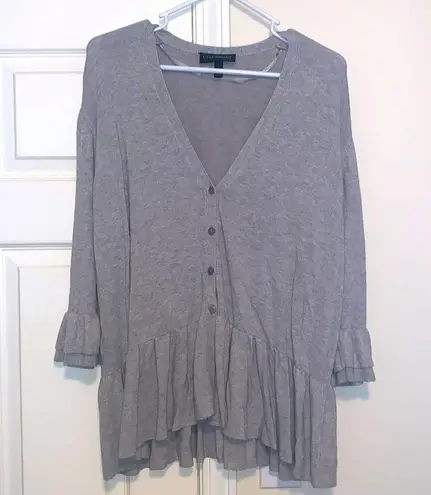 Lane Bryant Women’s plus  gray 3/4 bell sleeved button down sweater cardigan