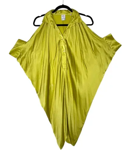 Sara Roka Silk Shirt Dress Size M Green Statement Piece Maximalist Resort Wear Size M