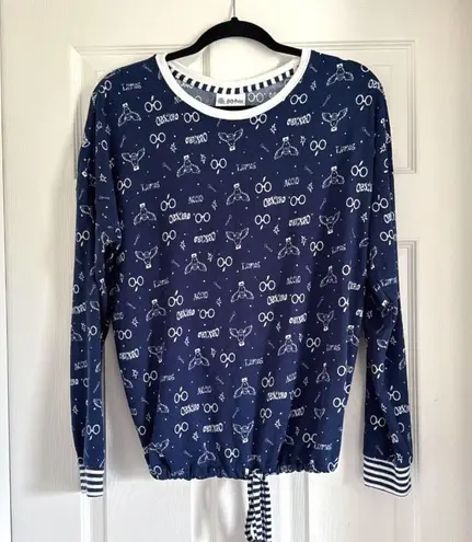 Harry Potter Women's Long Sleeve Sleep Top Sleepwear Wizarding World Blue Size M