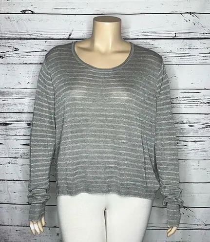 Lane Bryant  NWT Size 22/24 Gray - Silver Shimmer Stripe Crop Sweater Top