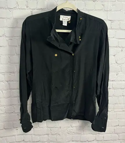 Vintage Silk Studio by Claude Bennett stunning double breasted blouse size 8 Gold