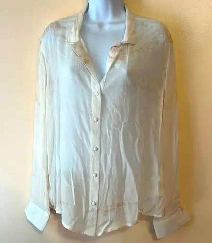 Gypsy 05  White and Beige Tie Dye Blouse Sz M