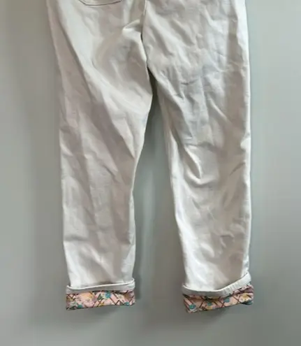 Matilda Jane Womens  size 4 cropped stretchy white jeans w/floral cuffs pants