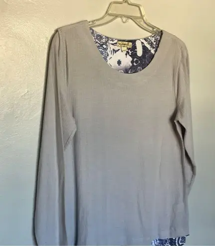 One World V-Neck Top Purple Grey Large
