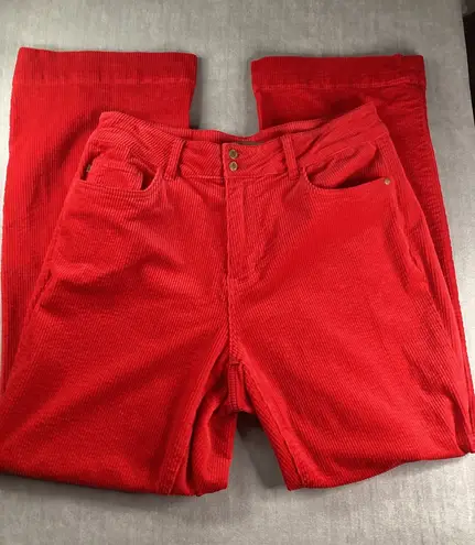 Judy Blue Red Corduroy Wide Leg Pants Women's 14W Flare Button Fly