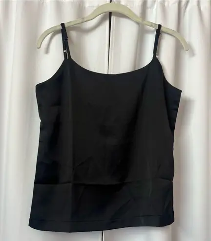 New Black Satin Minimalist Cami Sleeveless Business Casual Tank Top Size Small