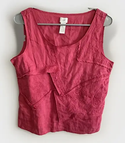 J Jill Pink Linen Tank Small Petite SP Lagenlook Mauve Beachy Blouse Coastal Size undefined