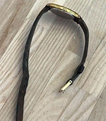 Seiko Ladies Watch Vintage Leather Strap Gold Tone Case and Rounded Square Dial