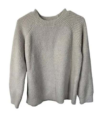 Barefoot Dreams CozyChic Beige Ribbed Knit Sweater Raglan Sleeves Womens Size M