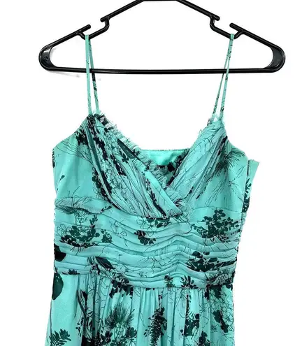 Laundry by Shelli Segal  size 0 100% silk sleeveless dress blue teal floral‎ zip