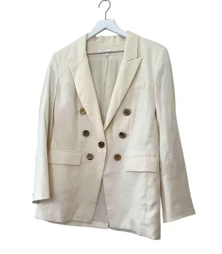 Veronica Beard Gaya Dickey White Linen Blazer Jacket Size 14