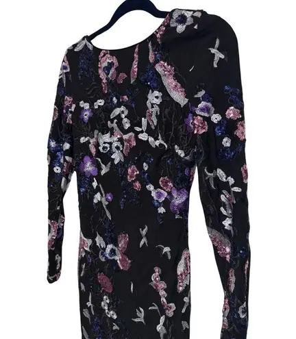 Dress the Population Emory Floral Sequin Lace Bodycon Long Sleeve Dress Small