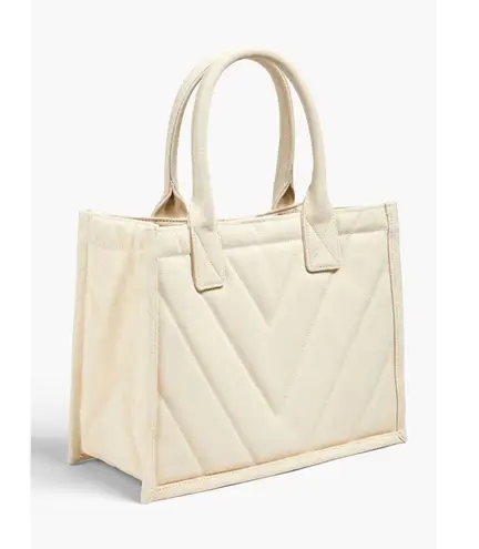 Sandro Kasbah Quilted Canvas Tote Bag Beige Cream Ecru Logo Minimalist $320 NWT