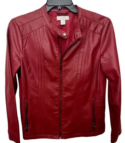 Christopher & Banks Christopher Banks Red Leather Motorcycle Jacket