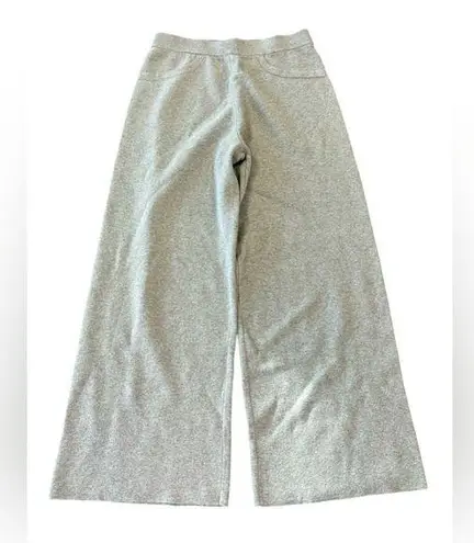 GC Fontana Cashmere Silk Wool Blend Wide Leg Pull On Cropped Knit Pants Gray