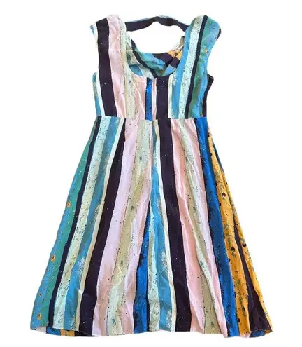 Plenty By Tracy Reese Anthropologie Stripe Colorful Dress Silk Size 10 Women's