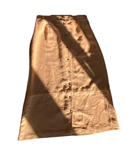 Napa Valley Petites Vintage 90s Tan Faux Suede Button Down Midi Skirt 🔥
