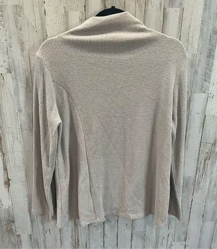 Clara Sun Woo Tan Mock Neck Ribbed Top Long Sleeve Size L
