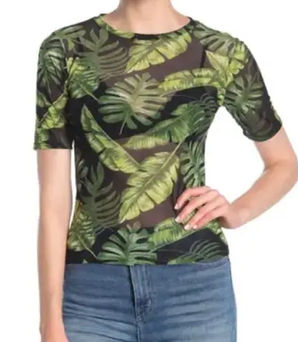 Sans Souci leaf print mesh t shirt size M