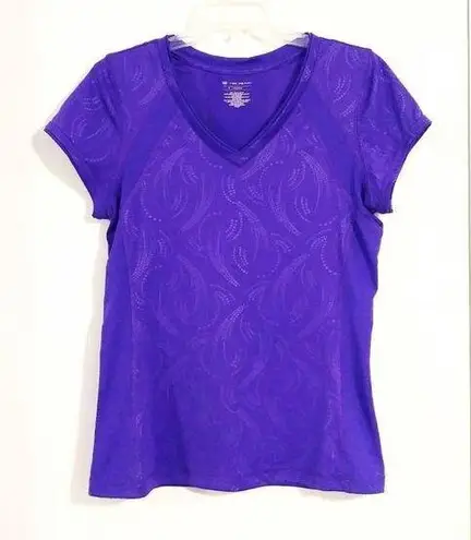 Tek Gear  Purple Patterned V Neck Athletic T-shirt