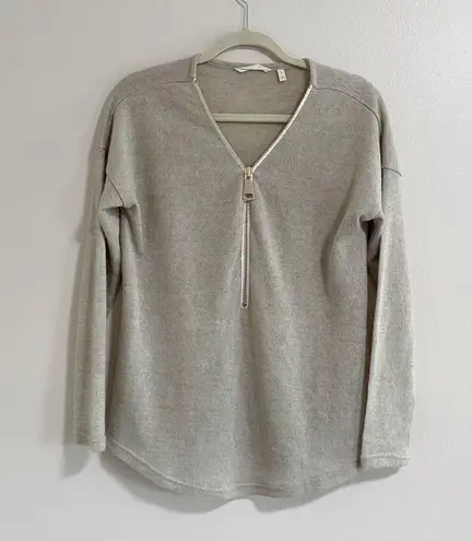 Soft Surroundings Beige Valentina Sweater with Zipper Size Small