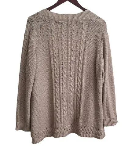 Croft & Barrow  Open Cardigan Women Sweater XL Tan Crochet Open Knit Neutral