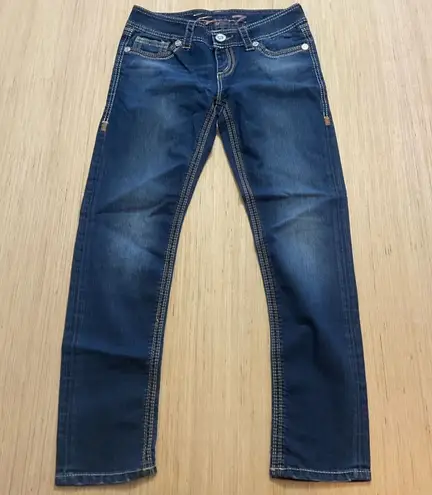 SEVEN 7 Low Rise Medium Wash Distressed Blue Denim Skinny Jeans Women's Size 28